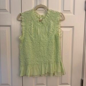 Anthropologie Light Green Textured Blouse